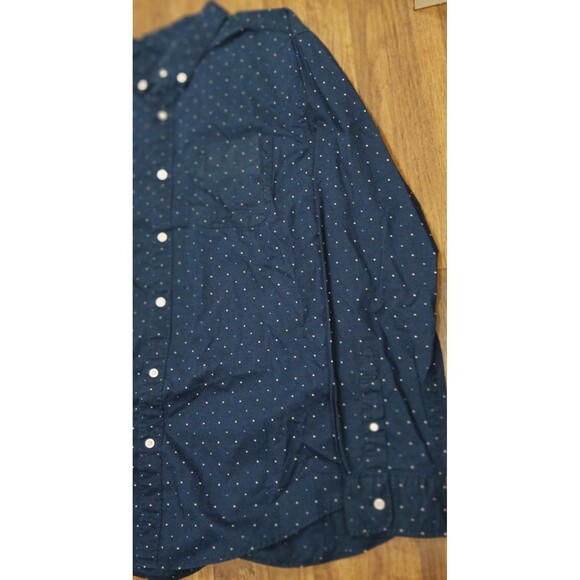 American Eagle Men’s XL Blue Micro Dot Button Front Shirt Long Sleeve Pocket EUC - Picture 3 of 10